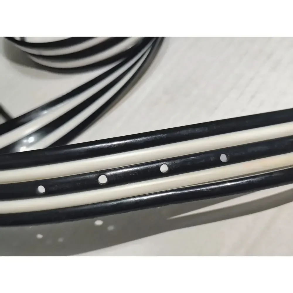 80s Mod Molded PVC Belt Black White Stripes Pull Through Buckle 38 - 40 Inches